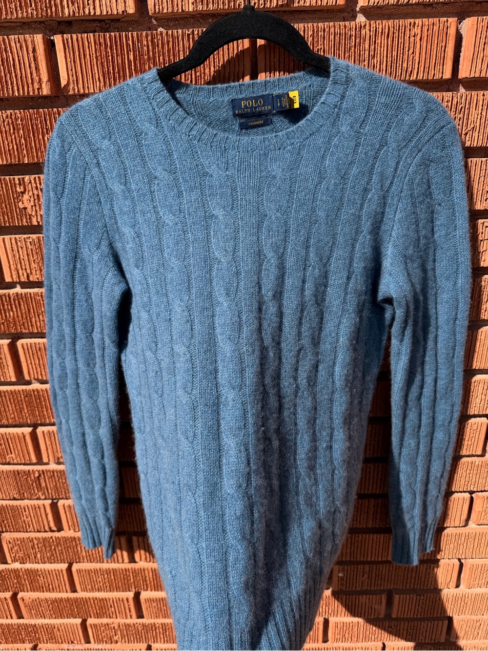 Polo by Ralph Lauren Blue Cable-Knit Cashmere Crewneck Sweater Size S - Picture 6 of 12